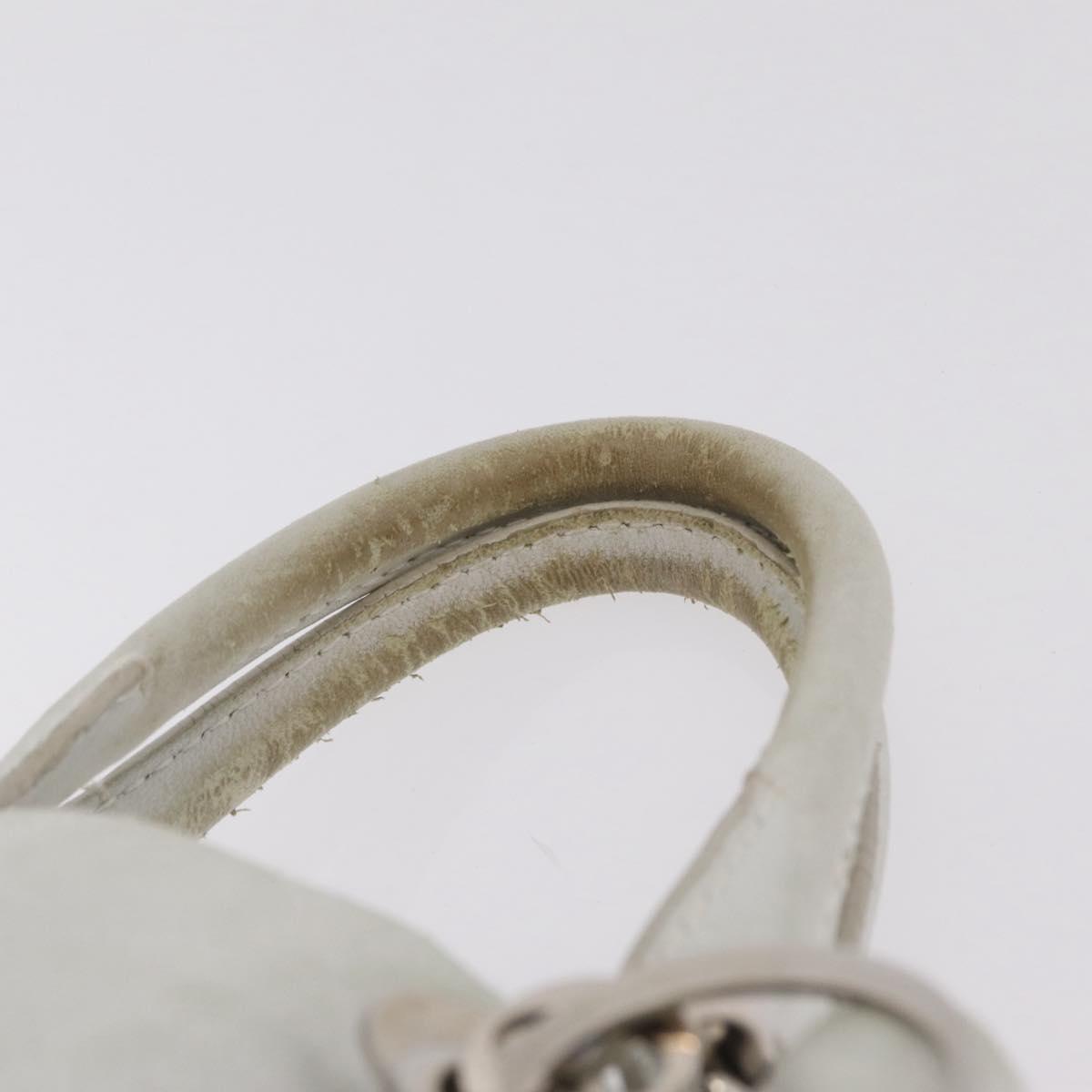 Christian Dior Lady Dior Canage Hand Bag Leather White Silver Auth ep16079