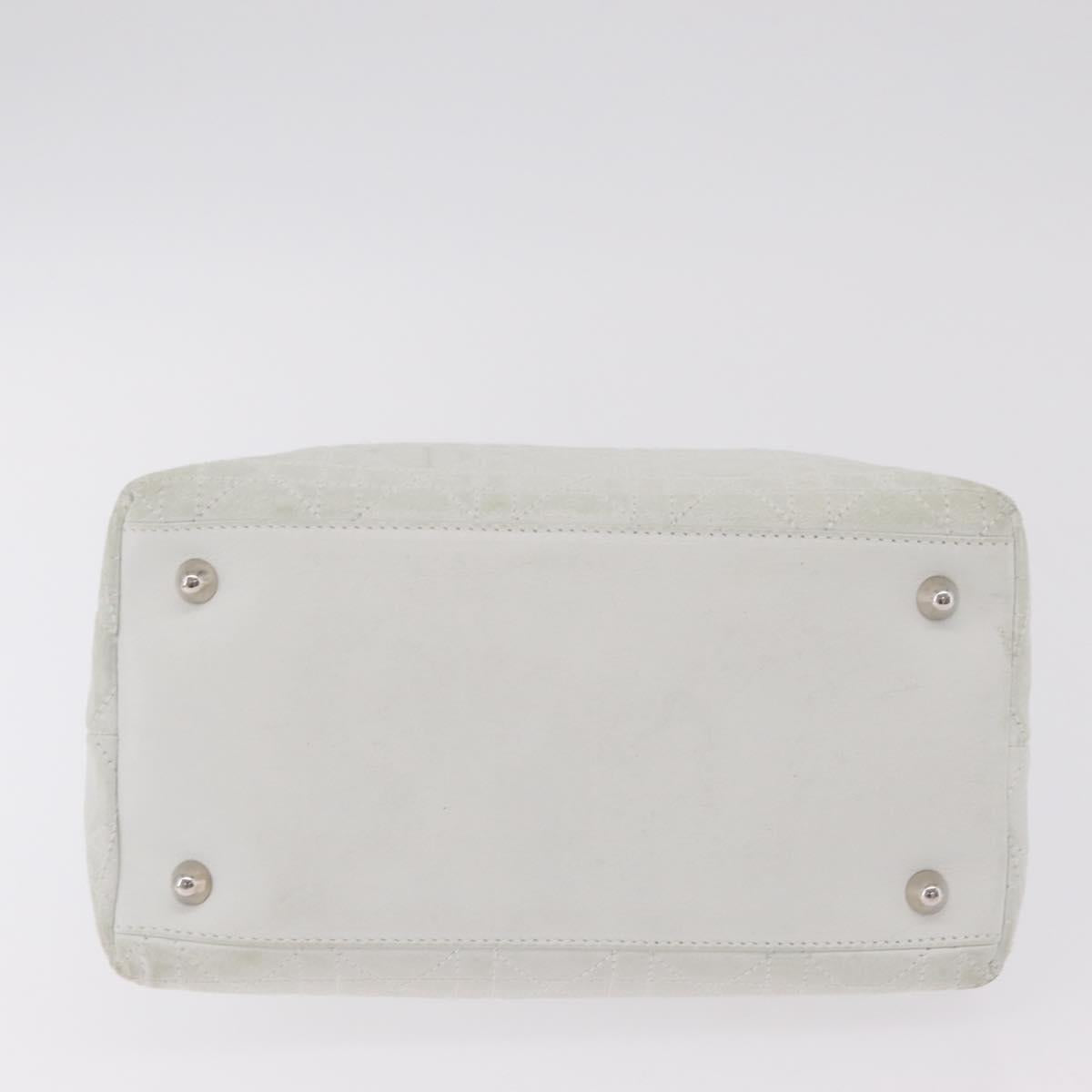 Christian Dior Lady Dior Canage Hand Bag Leather White Silver Auth ep16079