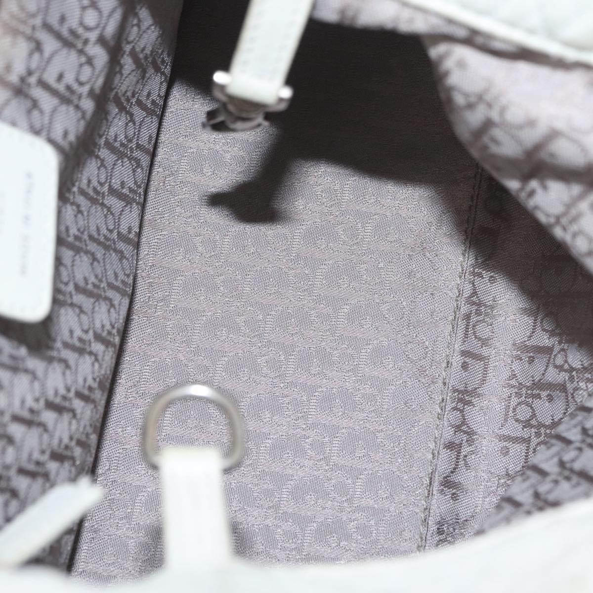 Christian Dior Lady Dior Canage Hand Bag Leather White Silver Auth ep16079