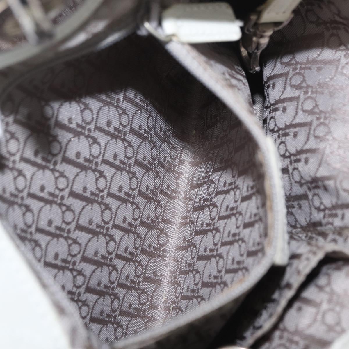 Christian Dior Lady Dior Canage Hand Bag Leather White Silver Auth ep16079