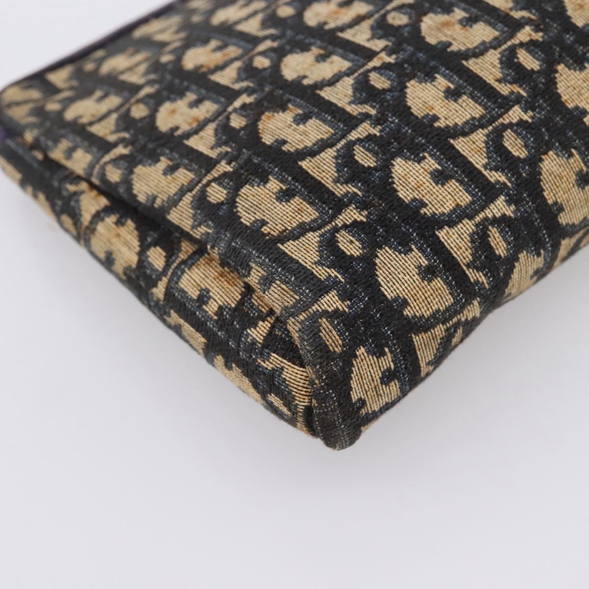 Christian Dior Trotter Canvas Clutch Bag Navy Gold Auth ep16080
