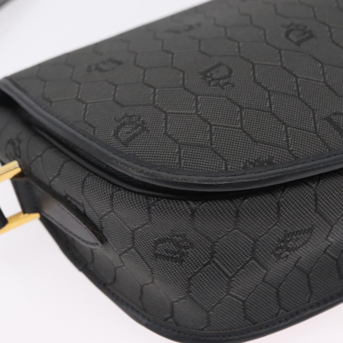Christian Dior Honeycomb Canvas Shoulder Bag PVC Black Gold Auth ep16081A