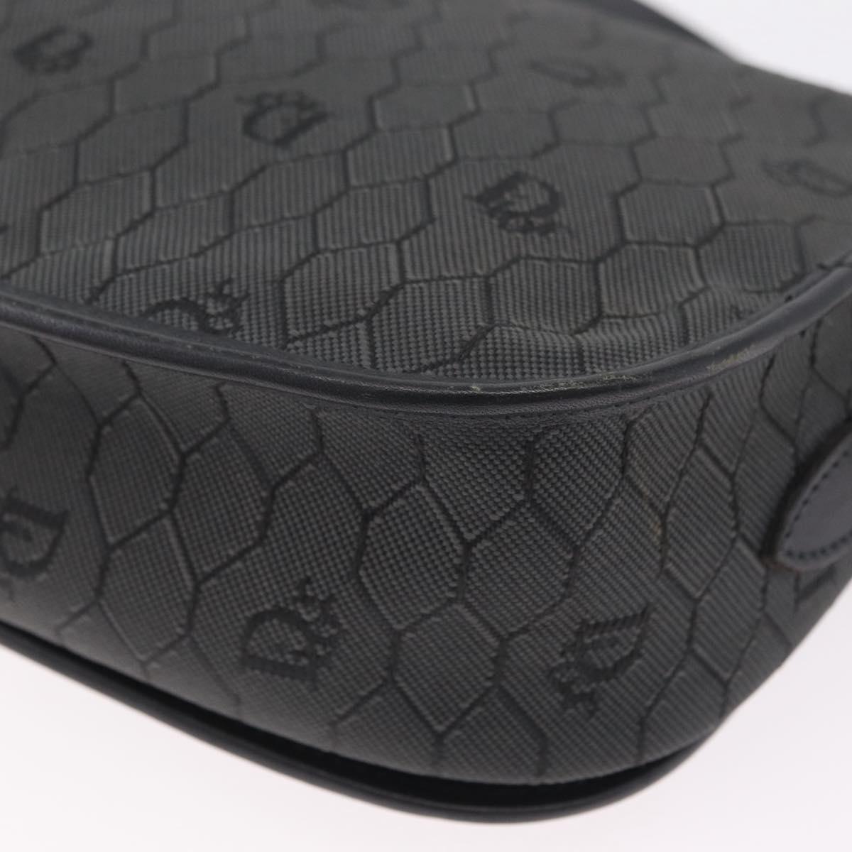 Christian Dior Honeycomb Canvas Shoulder Bag PVC Black Gold Auth ep16081A