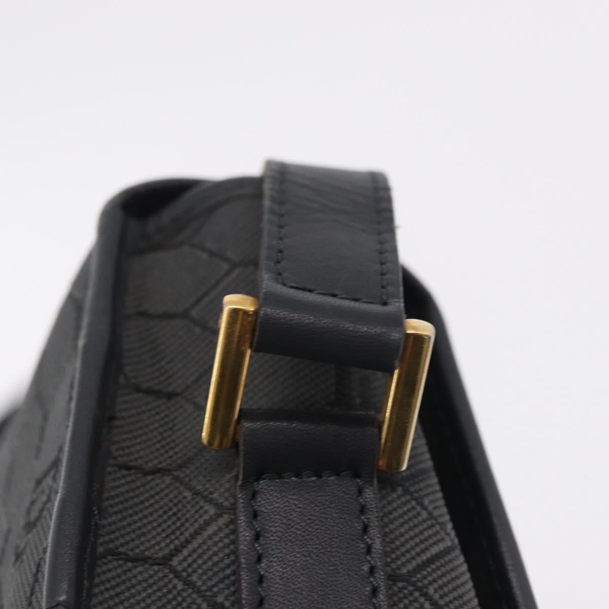 Christian Dior Honeycomb Canvas Shoulder Bag PVC Black Gold Auth ep16081A