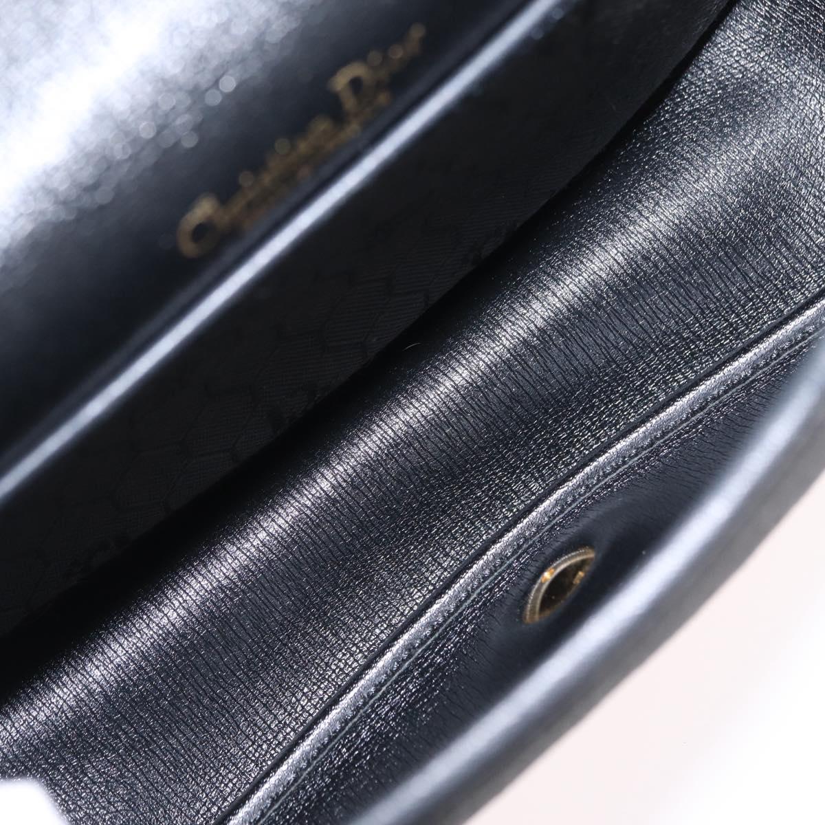 Christian Dior Honeycomb Canvas Shoulder Bag PVC Black Gold Auth ep16081A