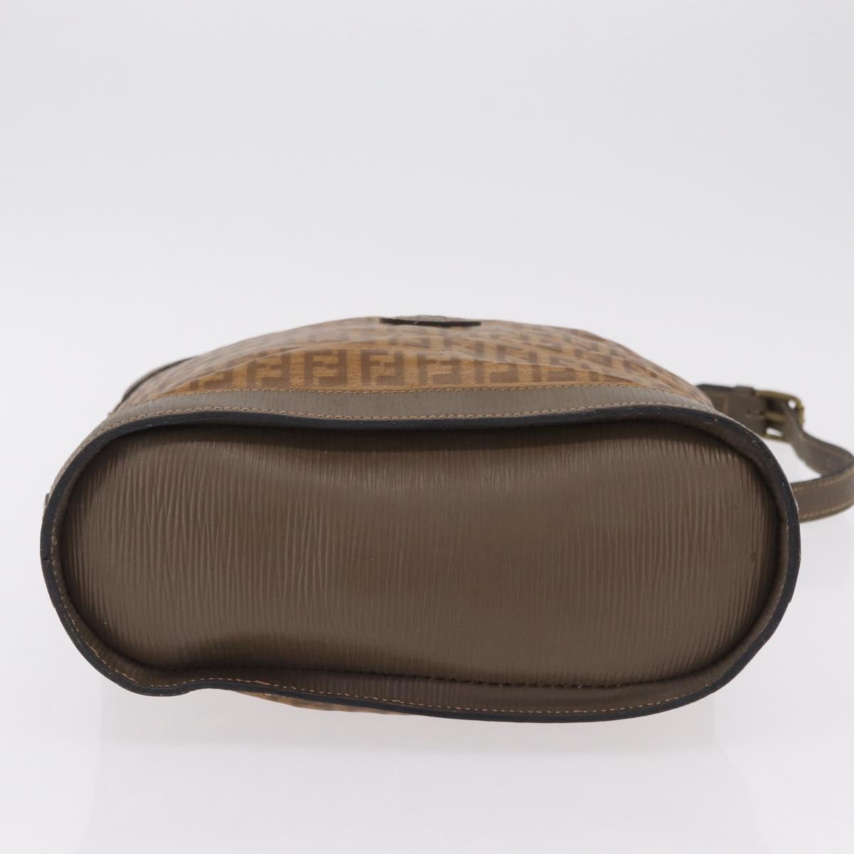 FENDI Zucchino Canvas Shoulder Bag PVC Beige Auth ep16083