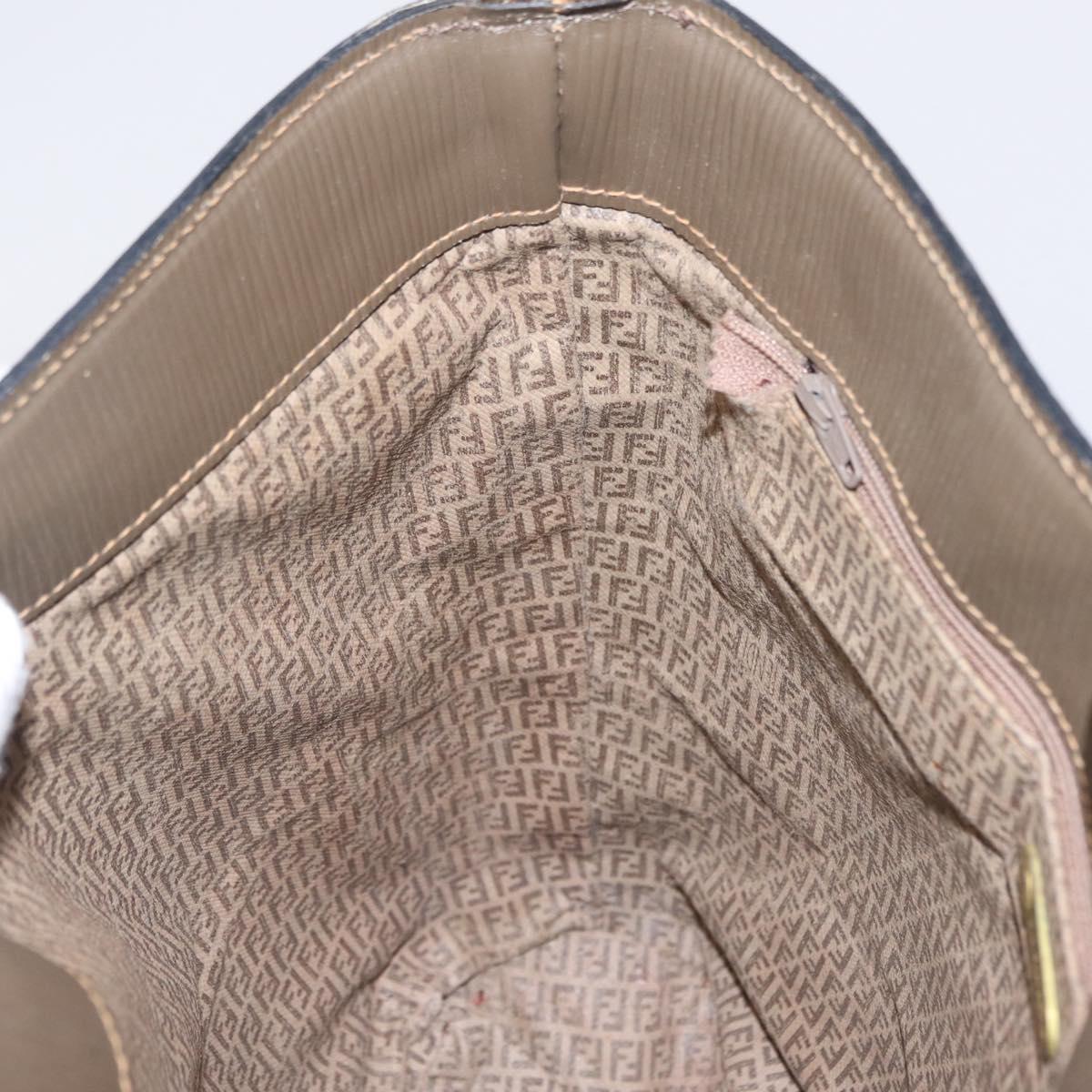 FENDI Zucchino Canvas Shoulder Bag PVC Beige Auth ep16083