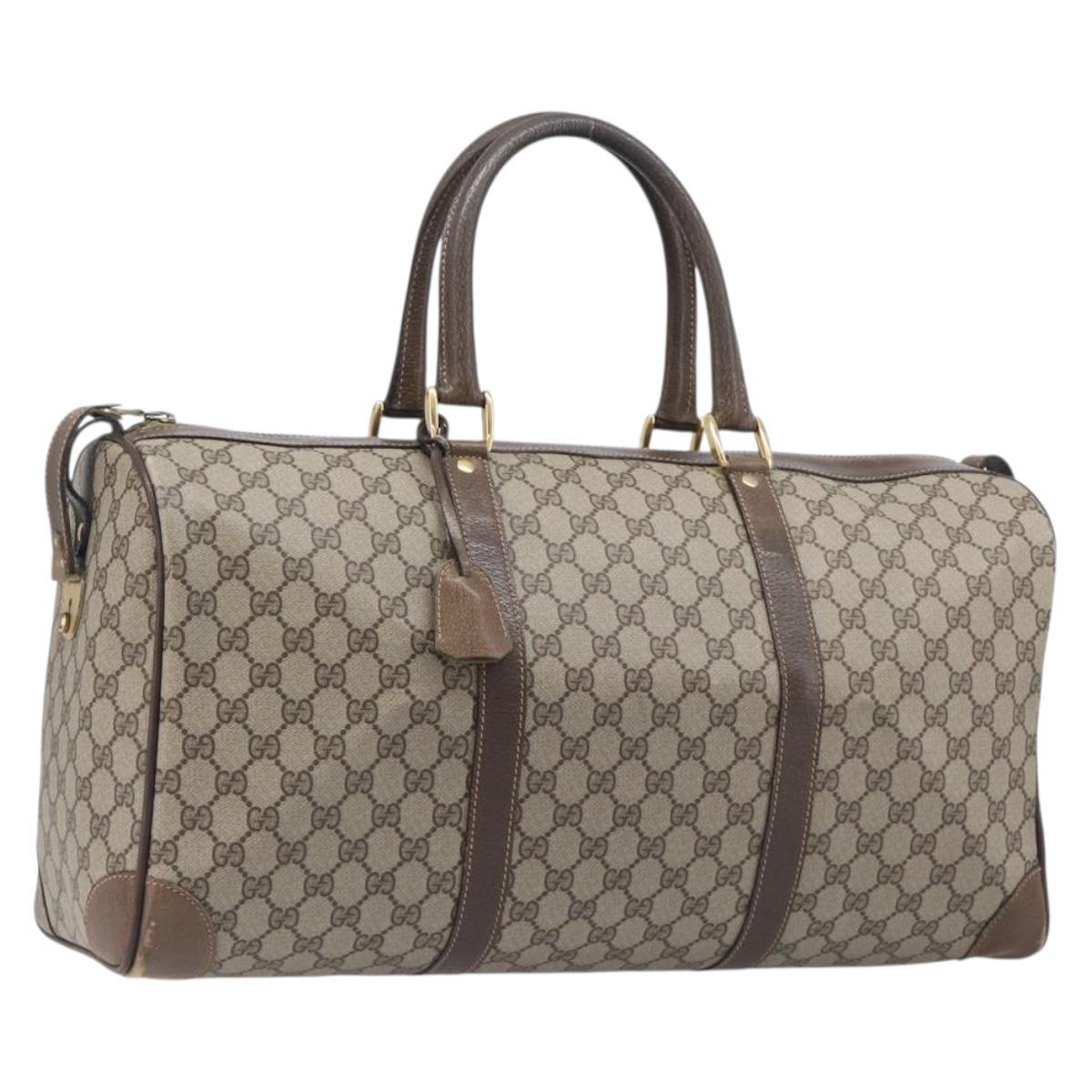 GUCCI GG Supreme Boston Bag PVC Beige Gold 24 012 468 50 Auth ep16084