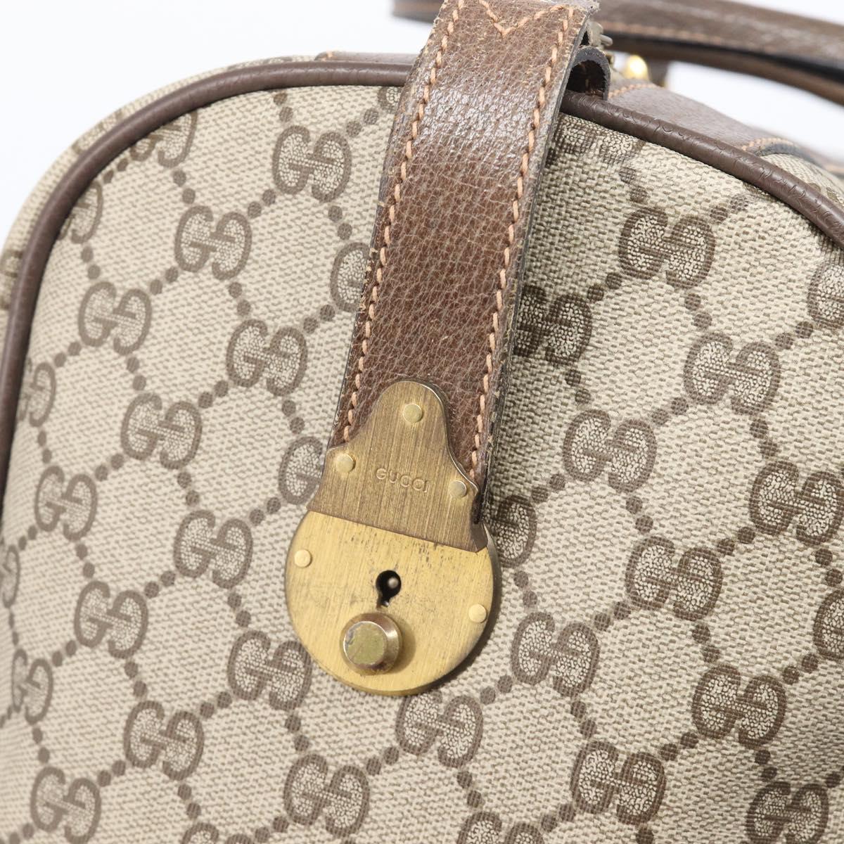 GUCCI GG Supreme Boston Bag PVC Beige Gold 24 012 468 50 Auth ep16084
