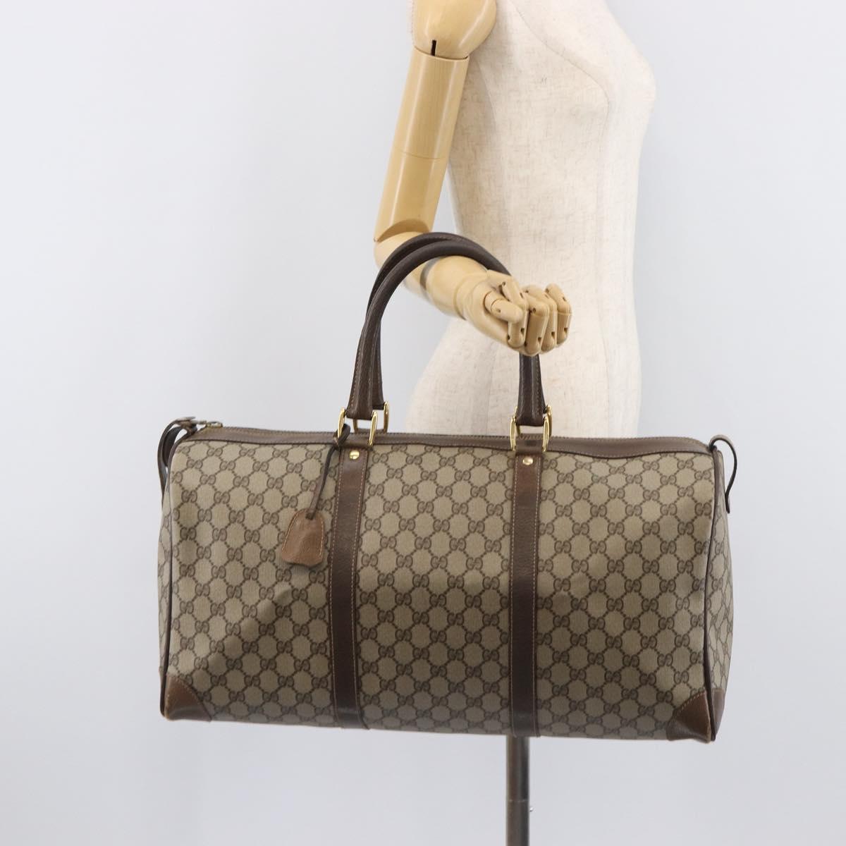 GUCCI GG Supreme Boston Bag PVC Beige Gold 24 012 468 50 Auth ep16084
