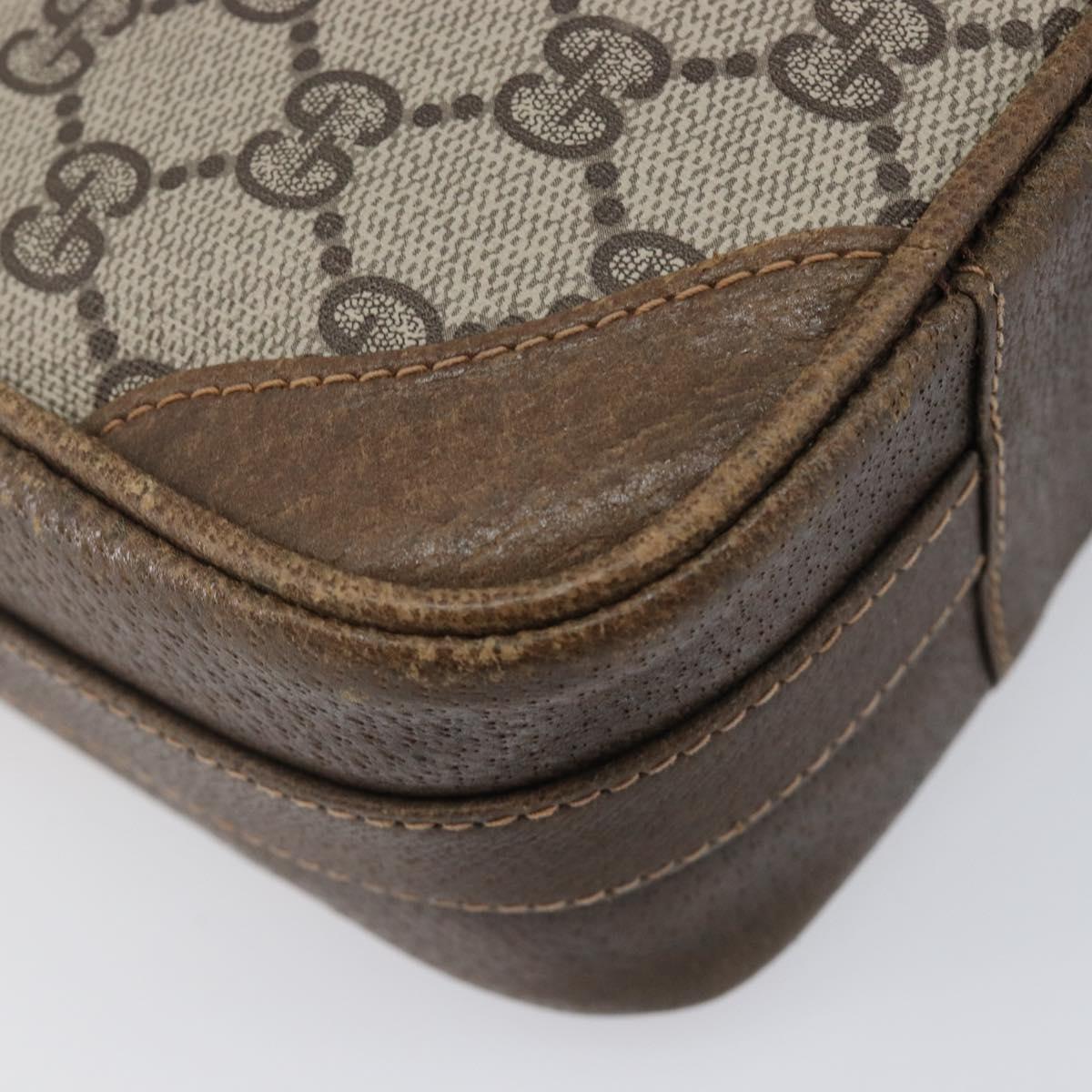 GUCCI GG Supreme Shoulder Bag PVC Beige Gold Auth ep16085