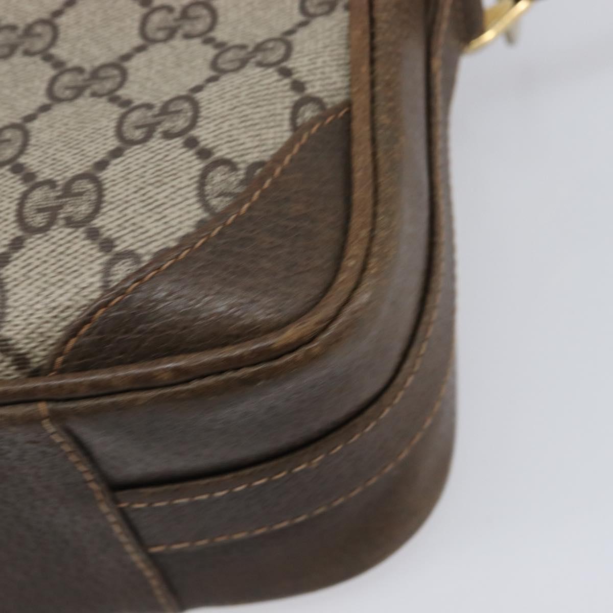 GUCCI GG Supreme Shoulder Bag PVC Beige Gold Auth ep16085