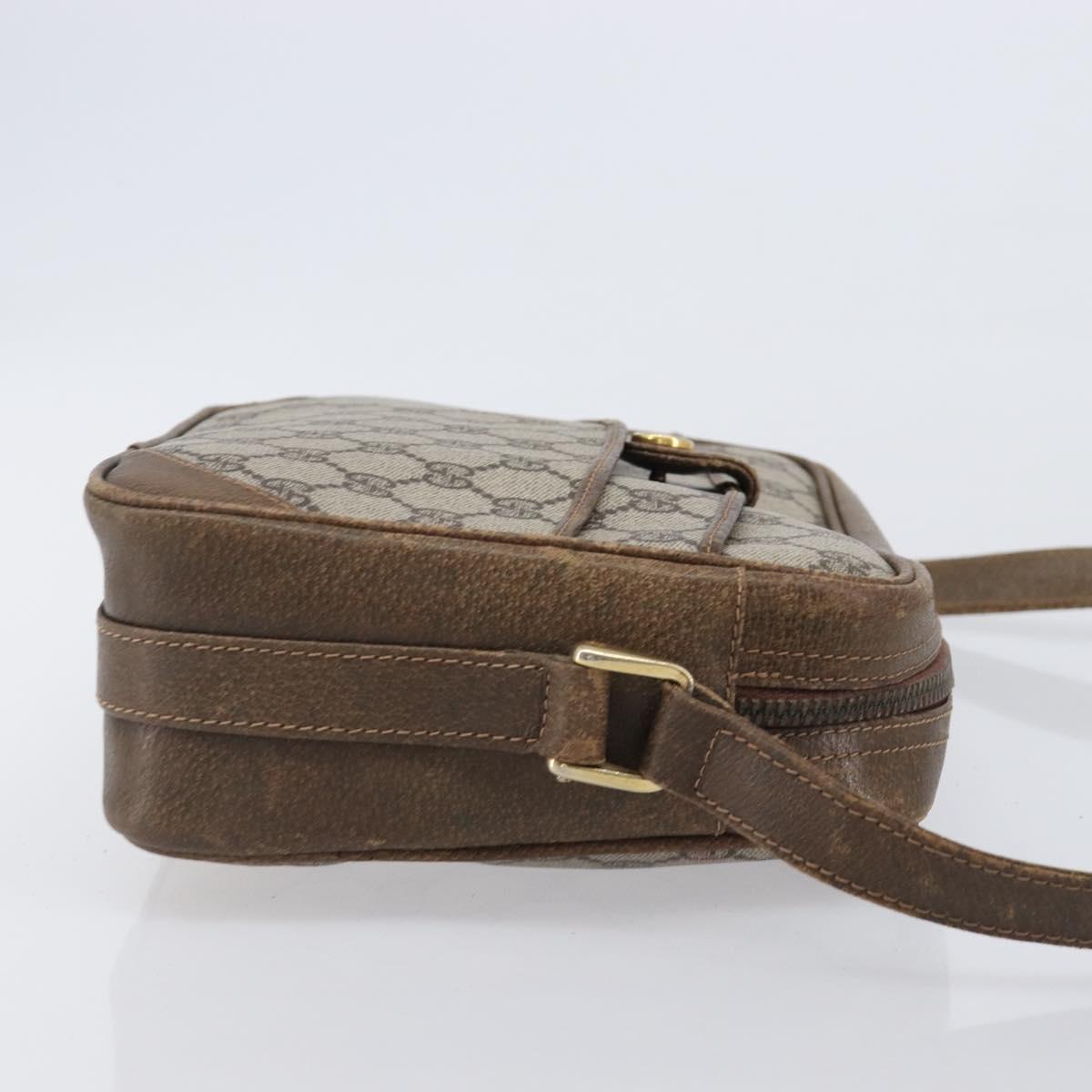 GUCCI GG Supreme Shoulder Bag PVC Beige Gold Auth ep16085