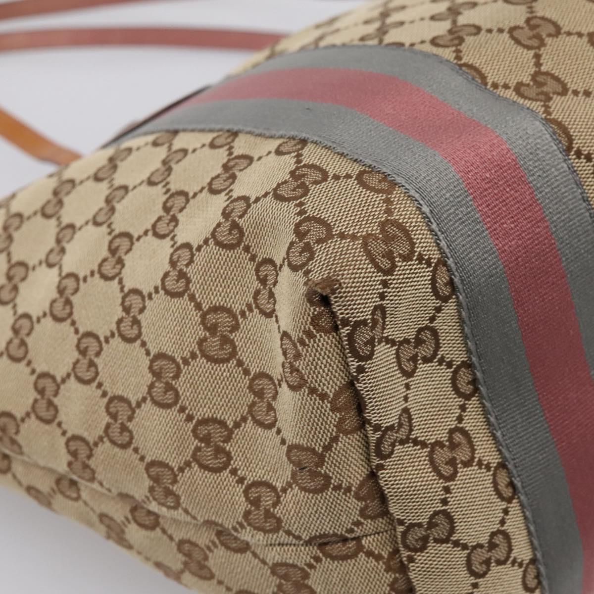 GUCCI GG Canvas Tote Bag Beige Gold 211970 Auth ep16087