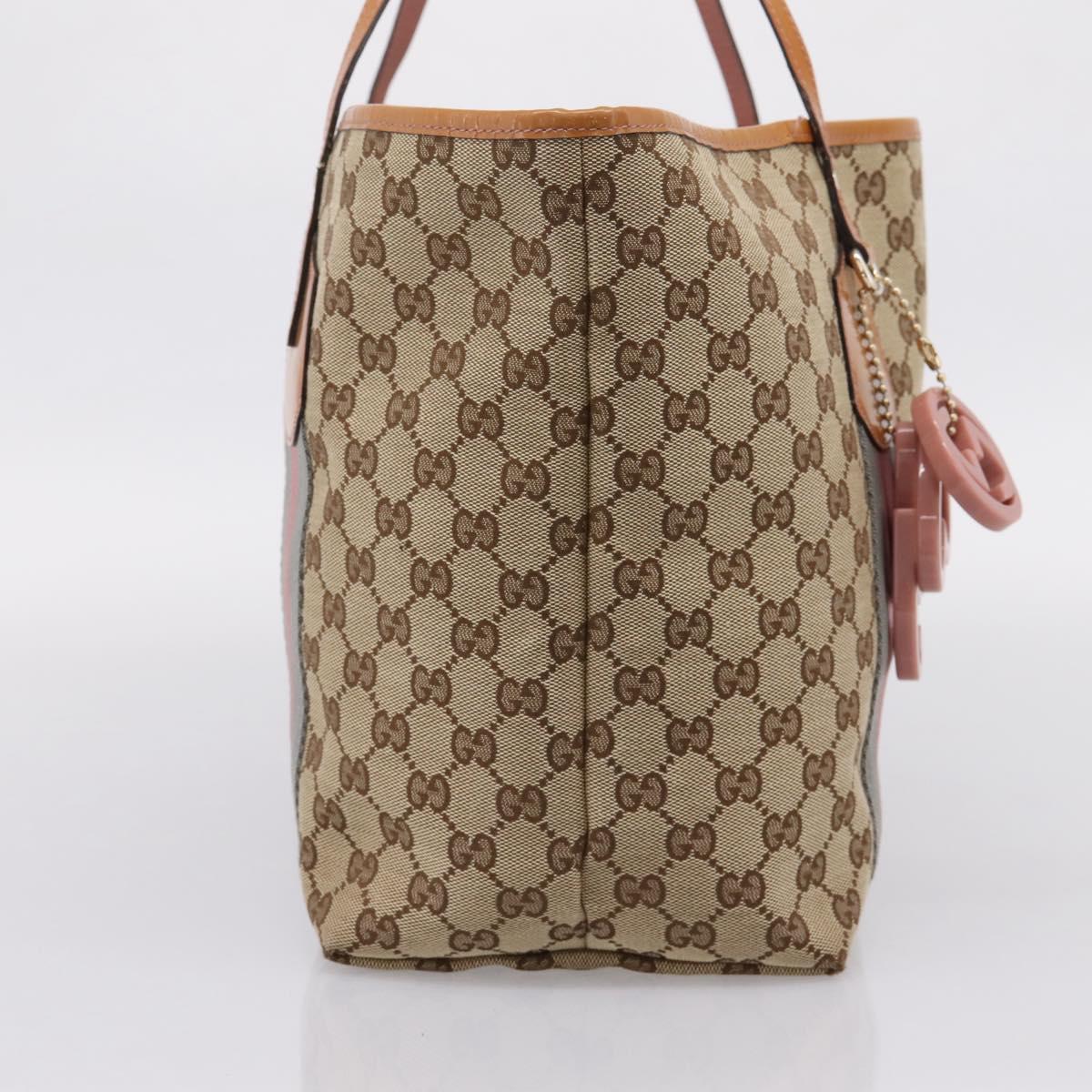 GUCCI GG Canvas Tote Bag Beige Gold 211970 Auth ep16087