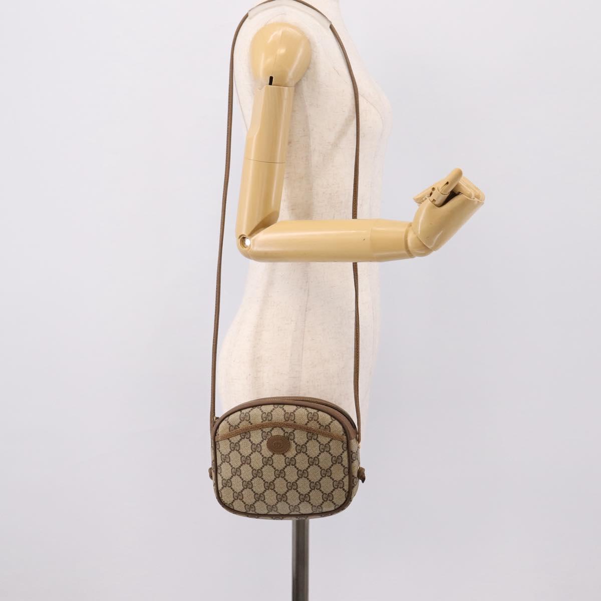 GUCCI GG Supreme Shoulder Bag PVC Beige Gold 116 02 606 Auth ep16088
