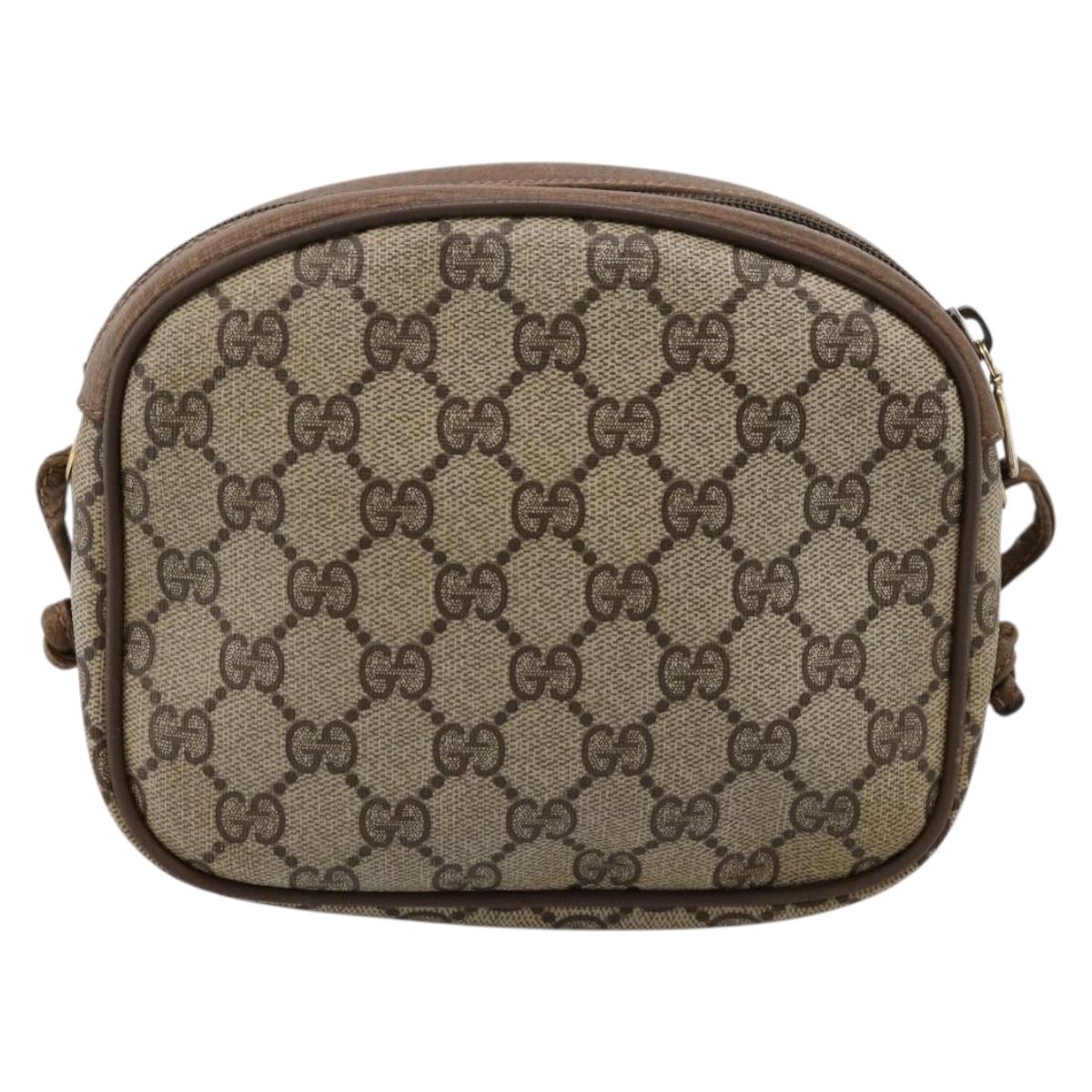 GUCCI GG Supreme Shoulder Bag PVC Beige Gold 116 02 606 Auth ep16088