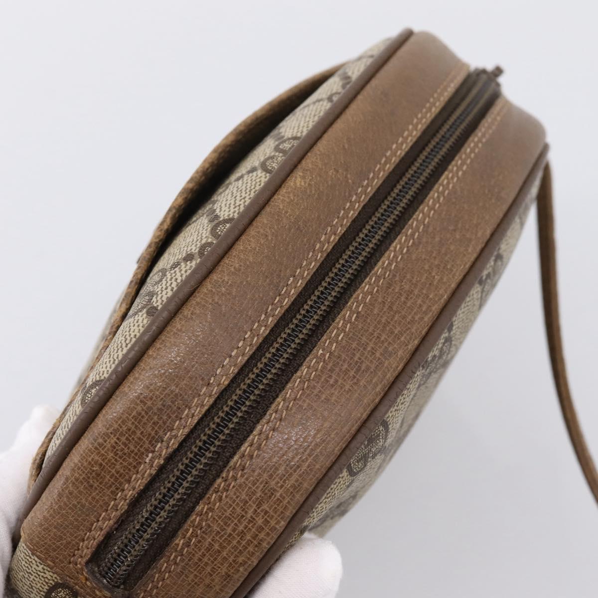GUCCI GG Supreme Shoulder Bag PVC Beige Gold 116 02 606 Auth ep16088