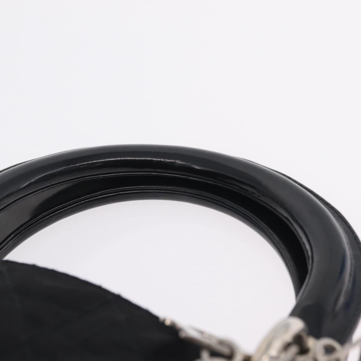 Christian Dior Lady Dior Canage Hand Bag Nylon Black Silver Auth ep16089A