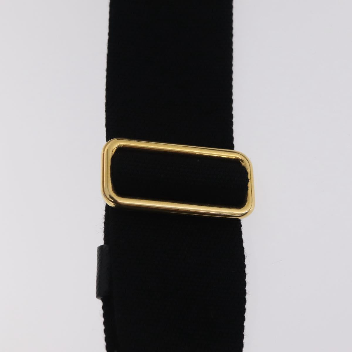 PRADA Canapa MM Hand Bag Canvas 2way Black Gold Auth ep16090