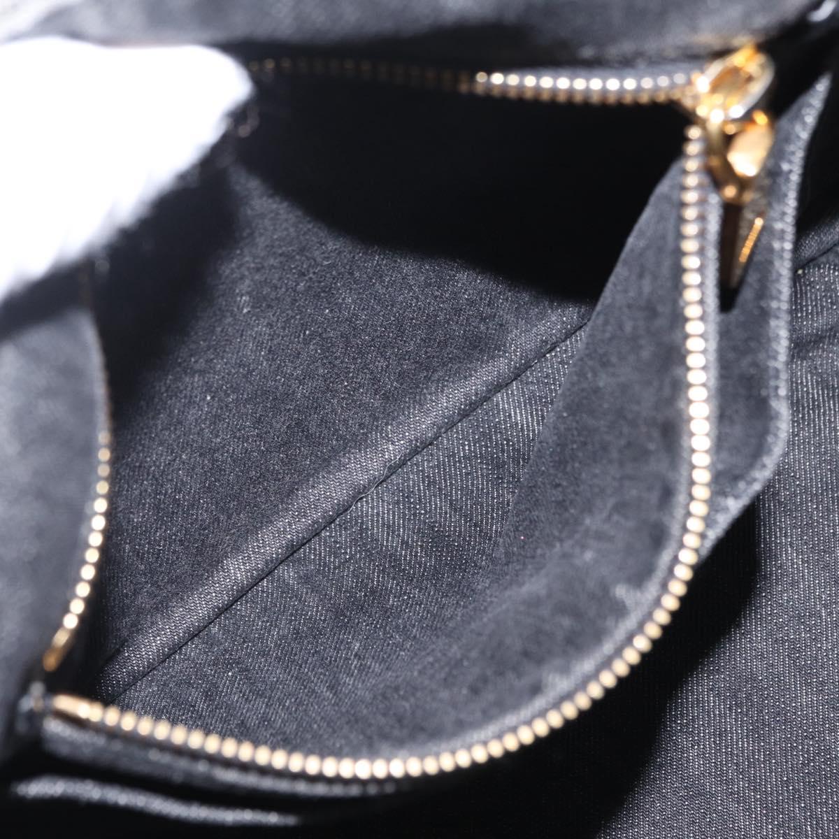 PRADA Canapa MM Hand Bag Canvas 2way Black Gold Auth ep16090