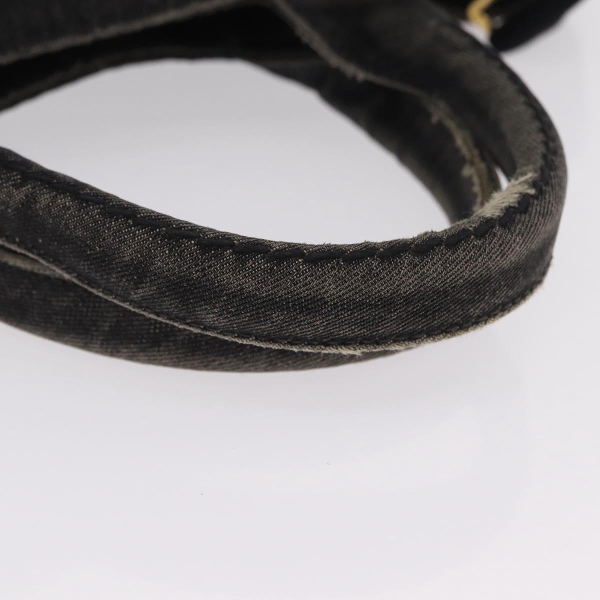 PRADA Canapa MM Hand Bag Canvas 2way Black Gold Auth ep16090