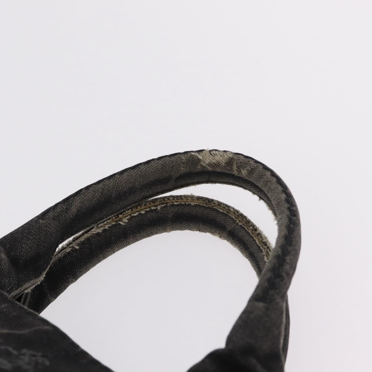 PRADA Canapa MM Hand Bag Canvas 2way Black Gold Auth ep16090