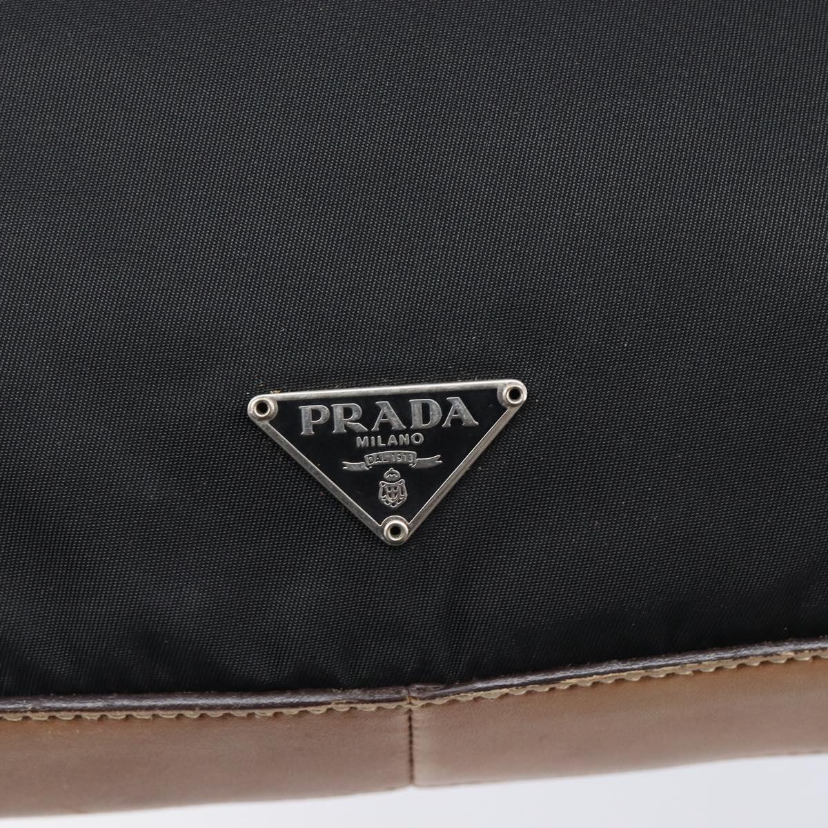 PRADA Hand Bag Nylon Black Silver Auth ep16093
