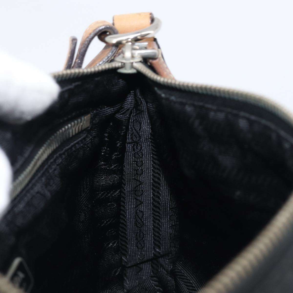 PRADA Hand Bag Nylon Black Silver Auth ep16093