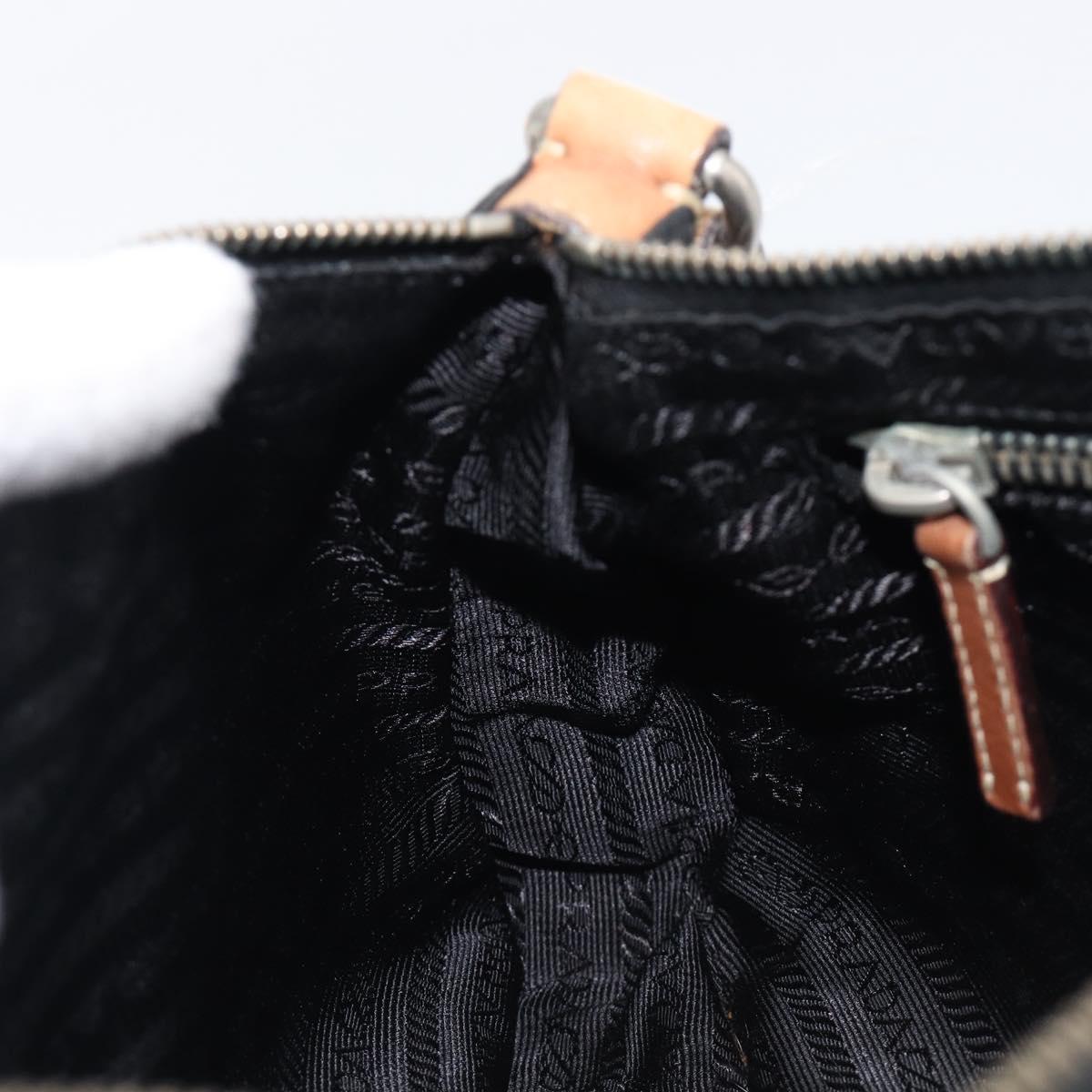 PRADA Hand Bag Nylon Black Silver Auth ep16093
