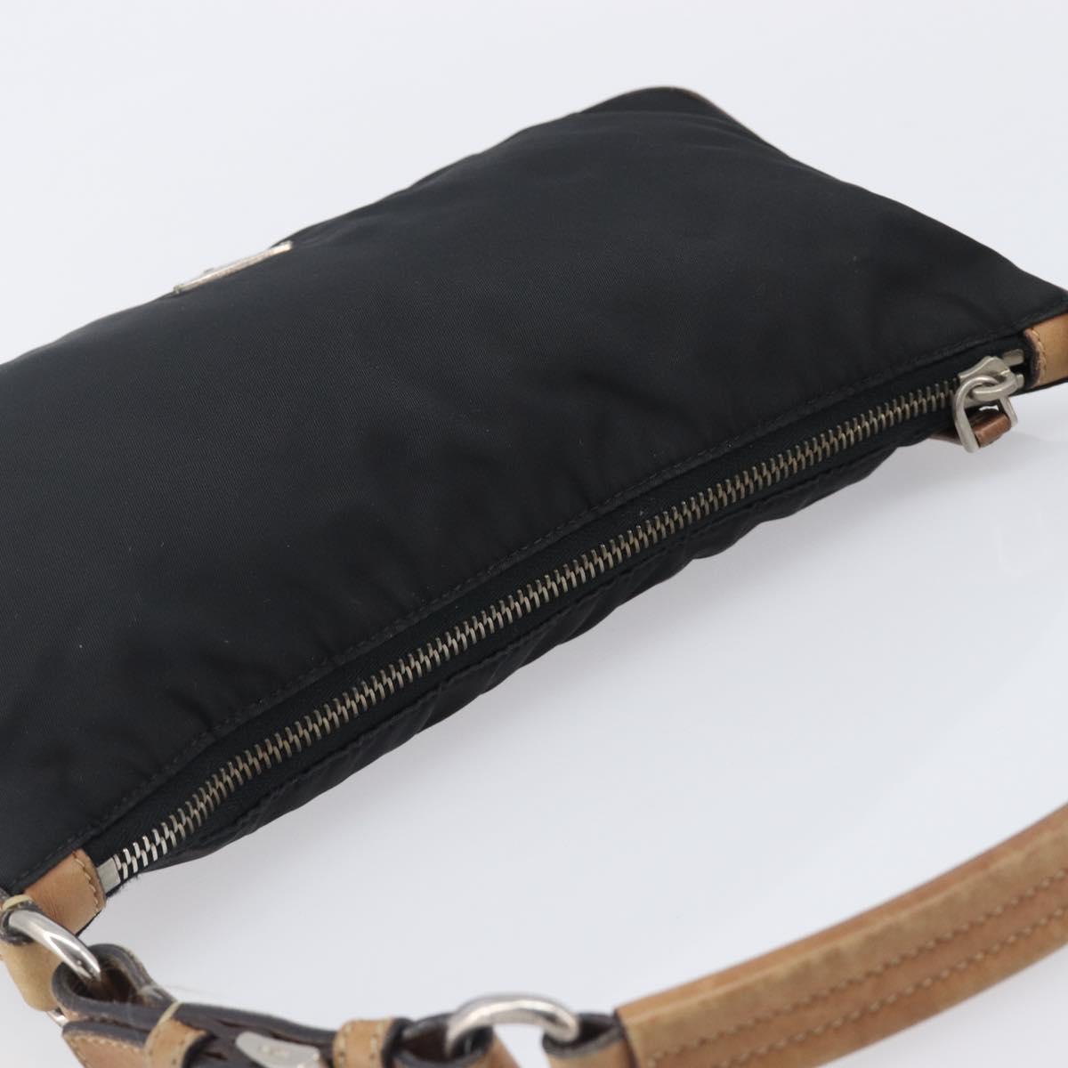 PRADA Hand Bag Nylon Black Silver Auth ep16093