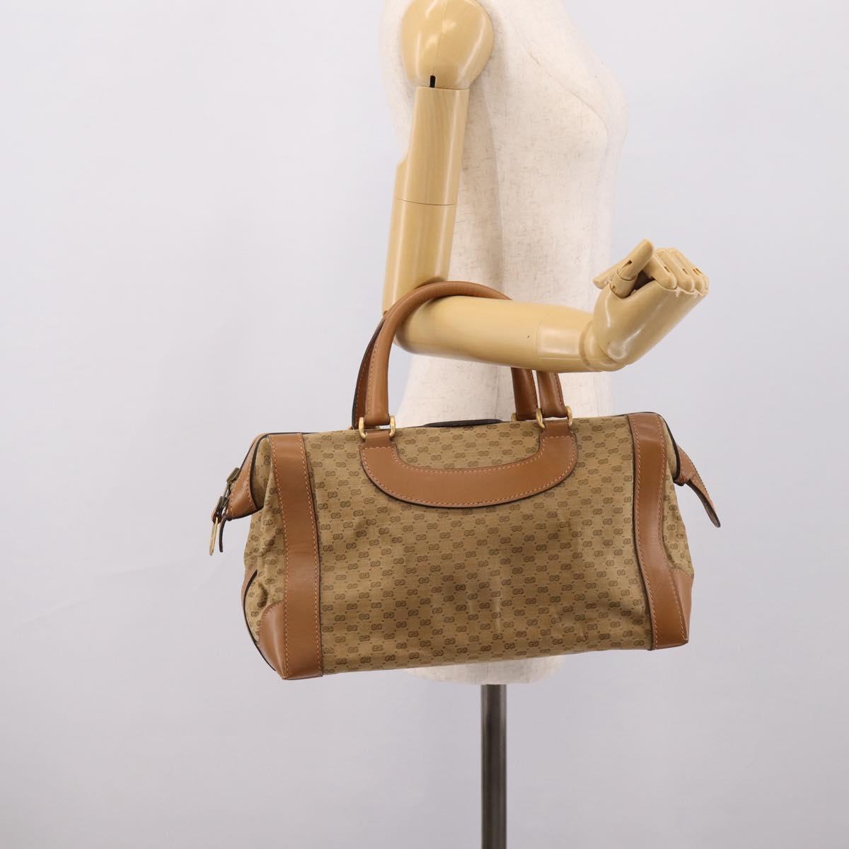GUCCI Micro GG Supreme Hand Bag Beige Gold Auth ep16098