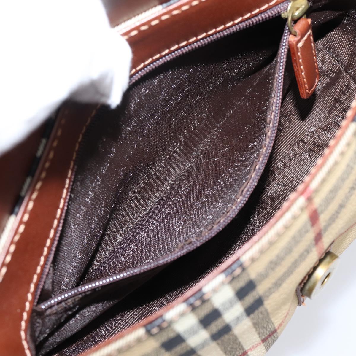 BURBERRY Nova Check Hand Bag PVC Beige Gold Auth ep16099V