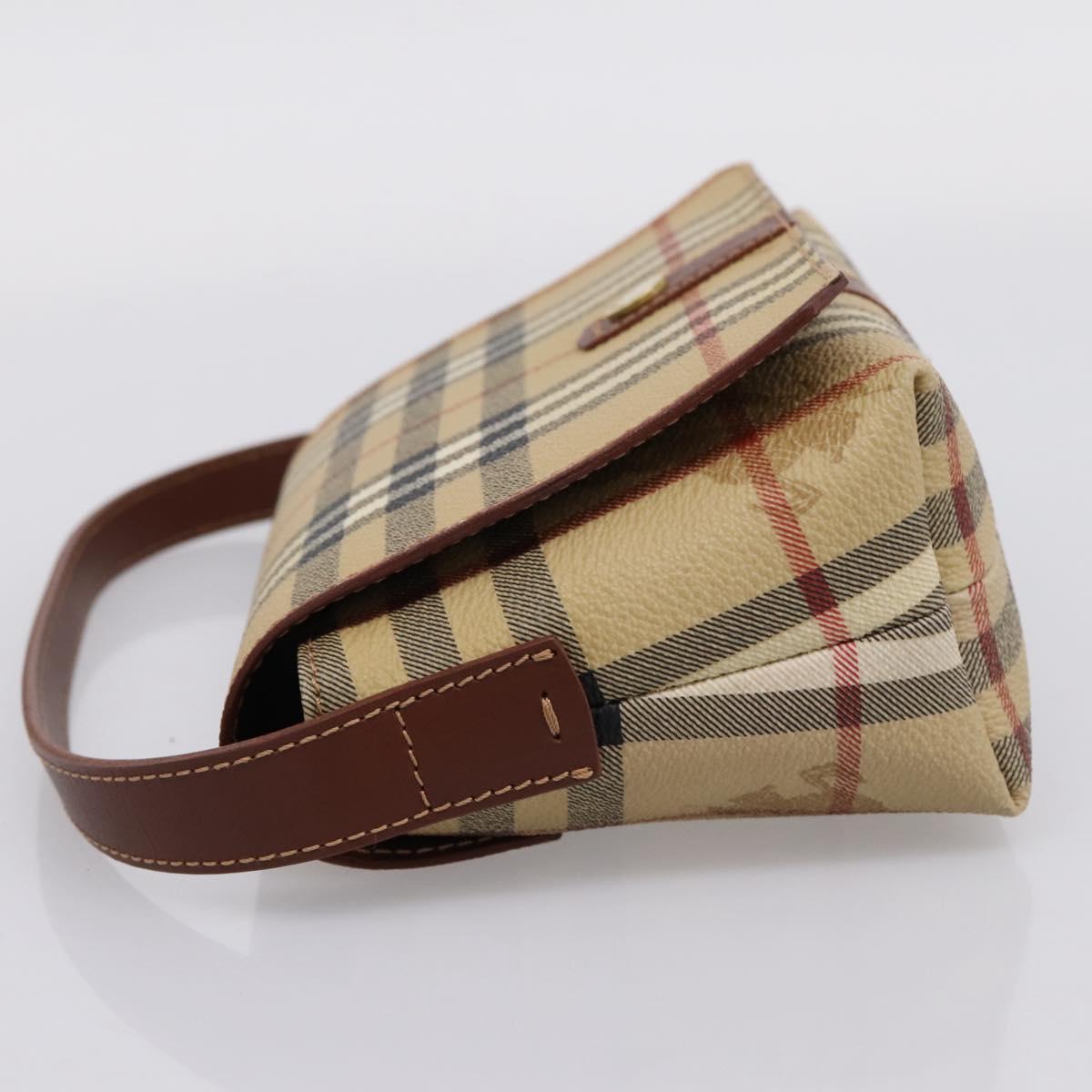 BURBERRY Nova Check Hand Bag PVC Beige Gold Auth ep16099V