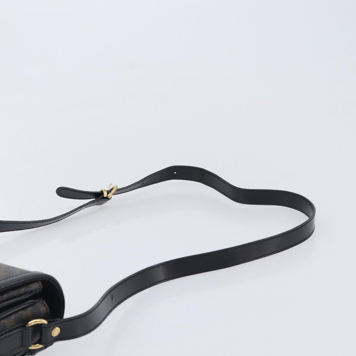 CELINE Macadam Canvas Shoulder Bag PVC Leather Black Gold Auth ep16100