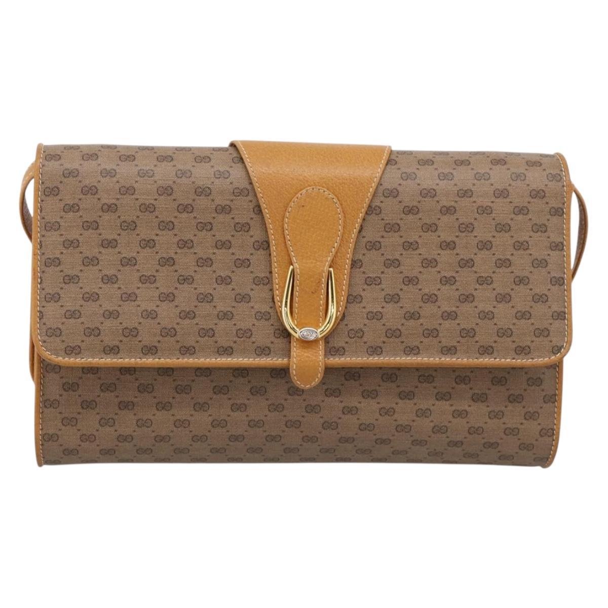 GUCCI Micro GG Supreme Shoulder Bag PVC Beige Gold 904 02 050 Auth ep16103