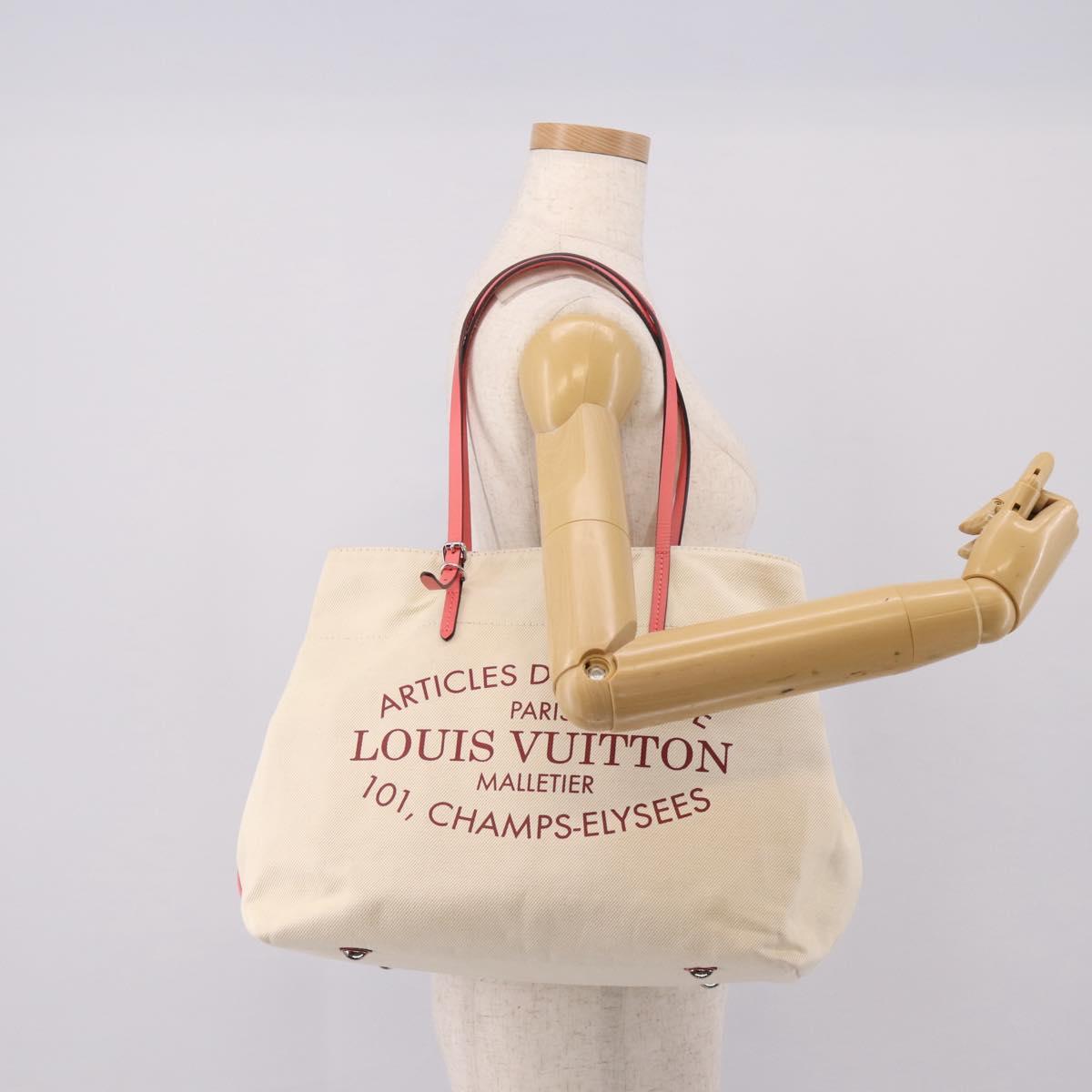 LOUIS VUITTON Cabas MM Tote Bag Canvas White M94502 LV Auth ep16110A
