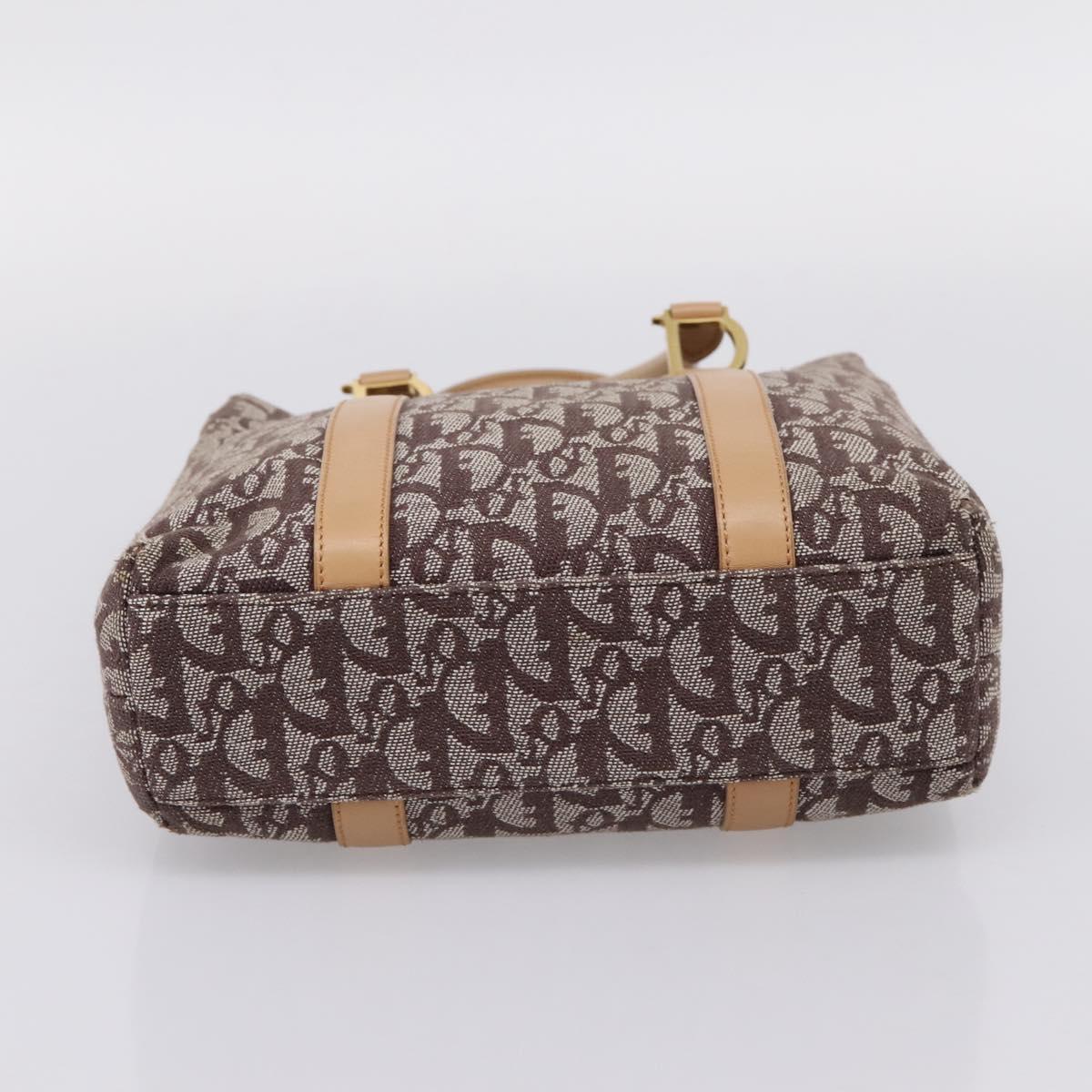 Christian Dior Trotter Canvas Hand Bag Beige Gold Auth ep16111A