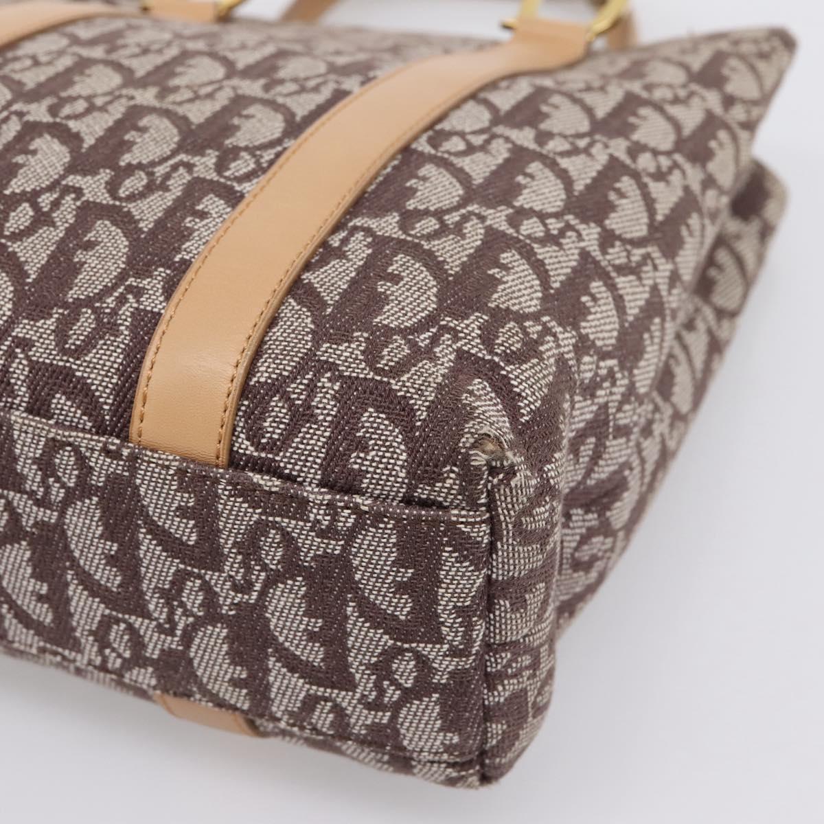 Christian Dior Trotter Canvas Hand Bag Beige Gold Auth ep16111A