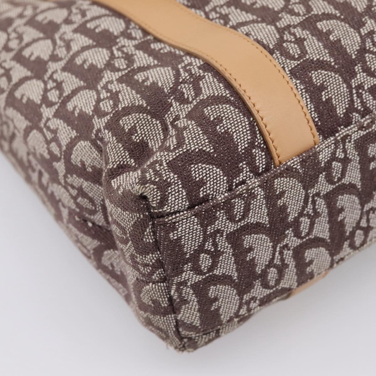 Christian Dior Trotter Canvas Hand Bag Beige Gold Auth ep16111A