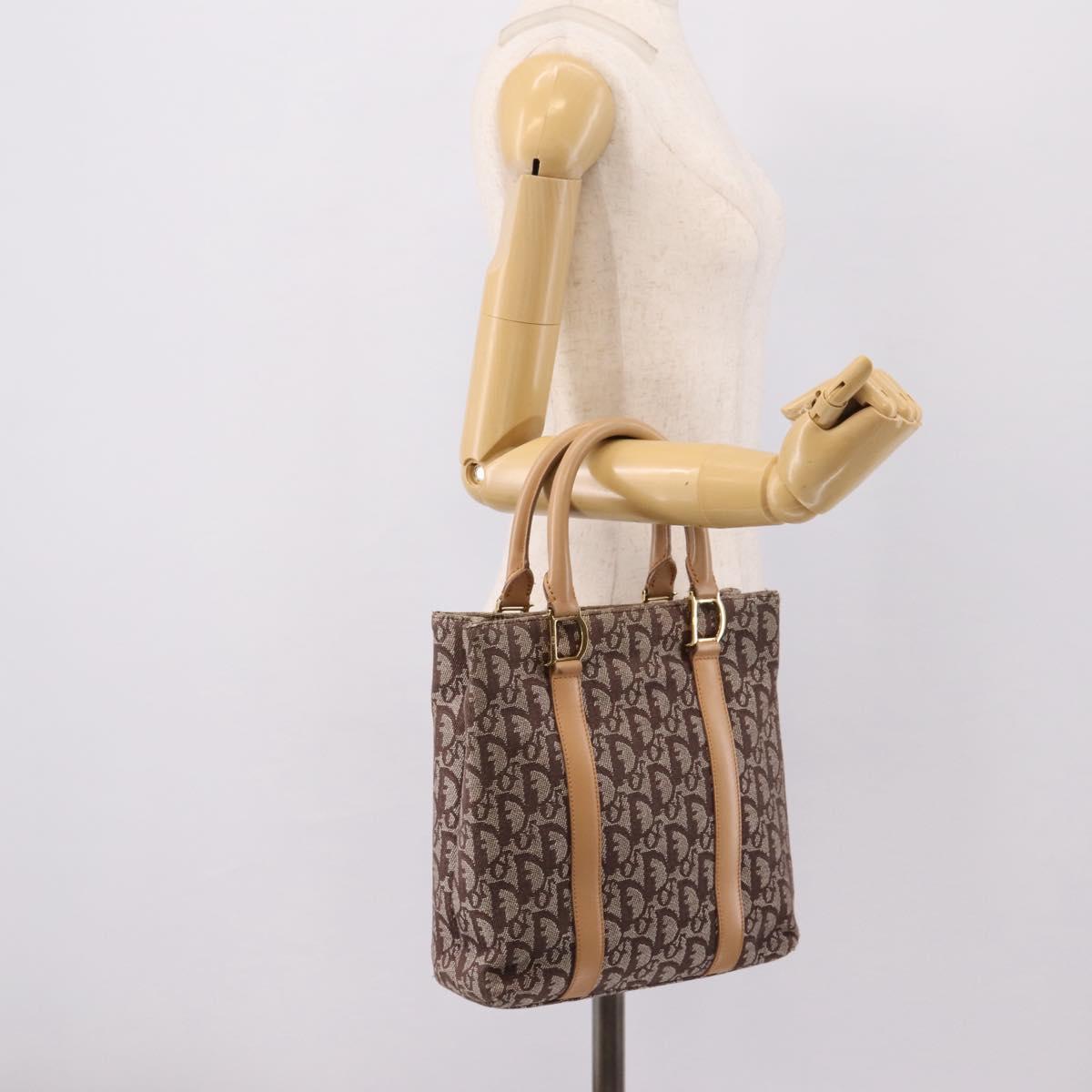 Christian Dior Trotter Canvas Hand Bag Beige Gold Auth ep16111A