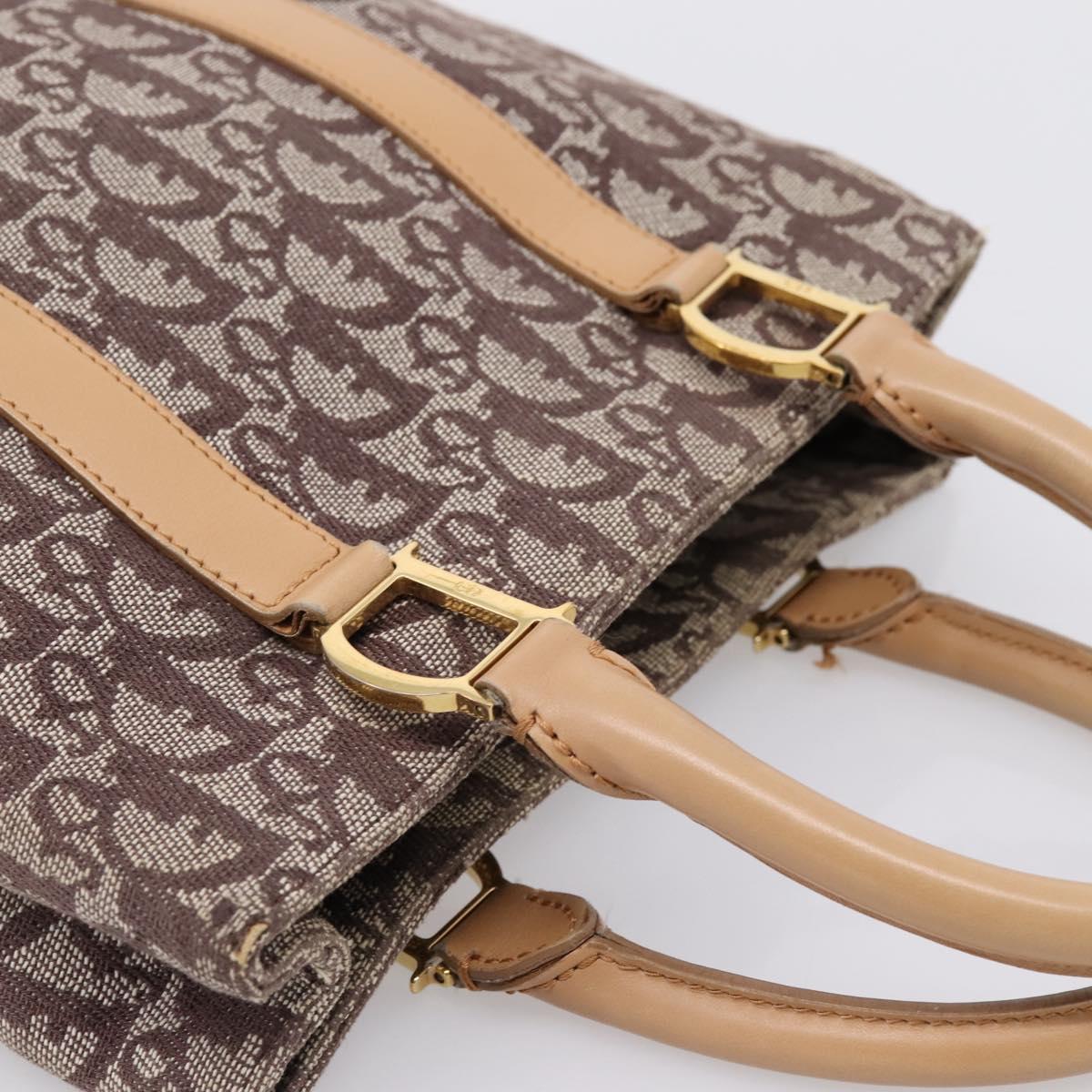 Christian Dior Trotter Canvas Hand Bag Beige Gold Auth ep16111A