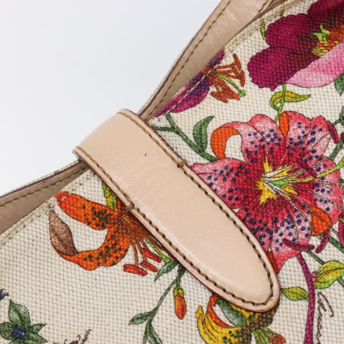 GUCCI Jackie Flora Shoulder Bag Canvas Beige Gold 137335 Auth ep16112