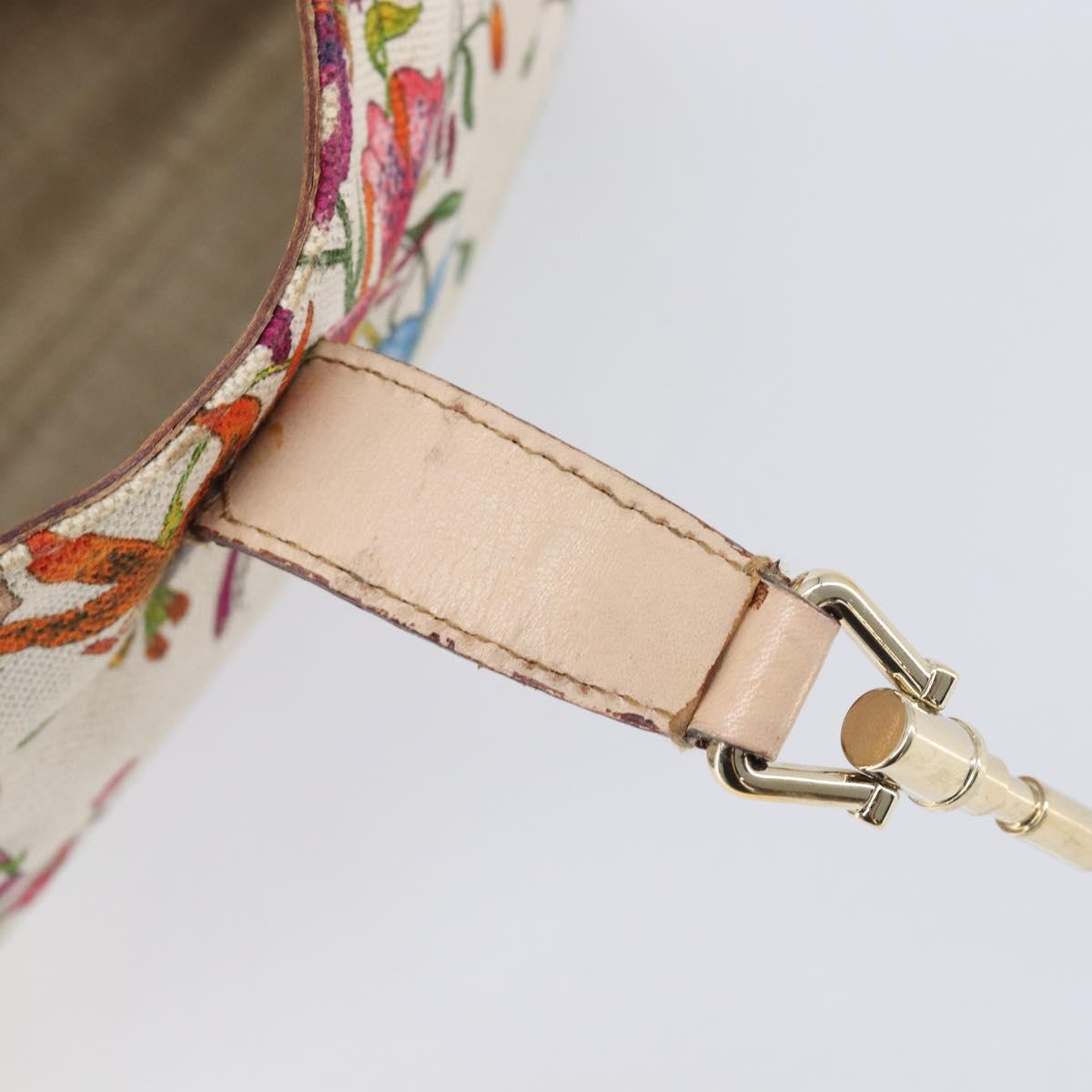 GUCCI Jackie Flora Shoulder Bag Canvas Beige Gold 137335 Auth ep16112
