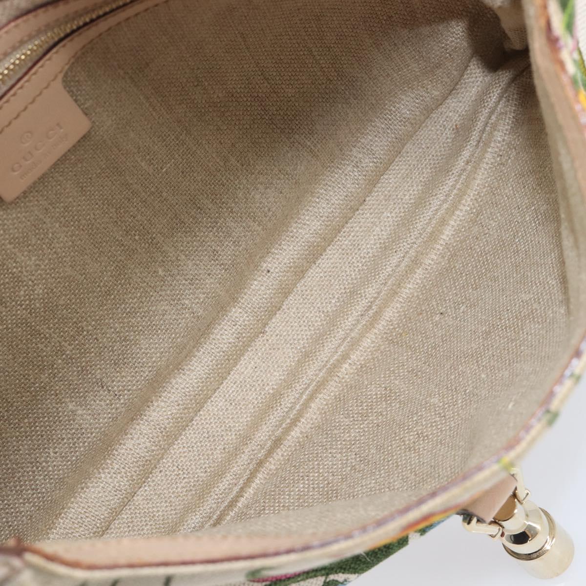 GUCCI Jackie Flora Shoulder Bag Canvas Beige Gold 137335 Auth ep16112