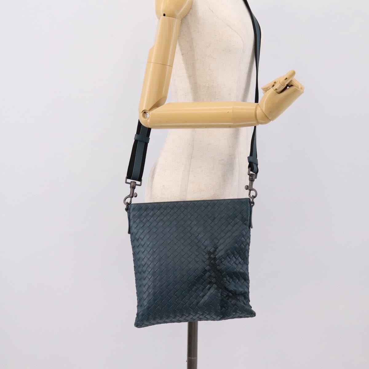 BOTTEGA VENETA INTRECCIATO Shoulder Bag Leather Blue Auth ep16114V