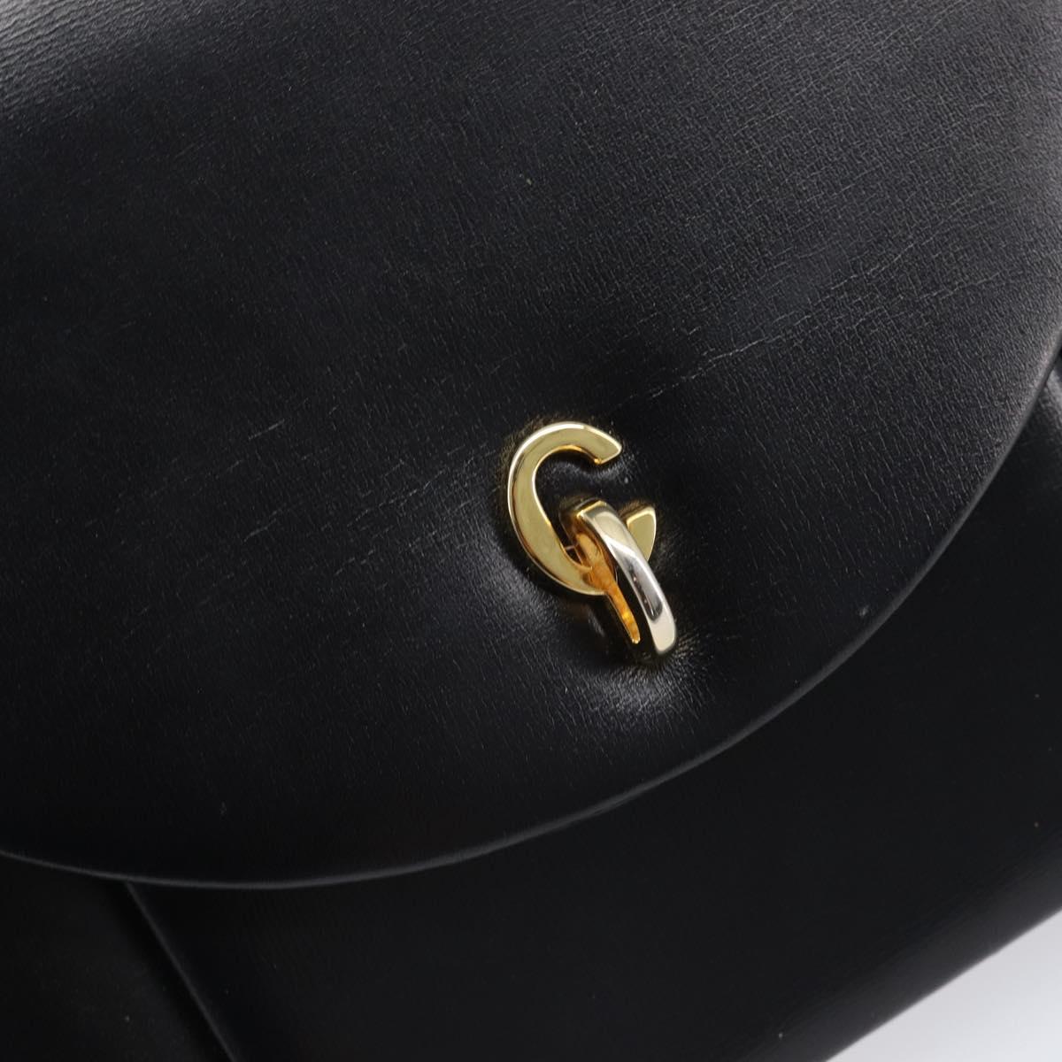 Christian Dior Chain Shoulder Bag Leather Black Gold Auth ep16115A
