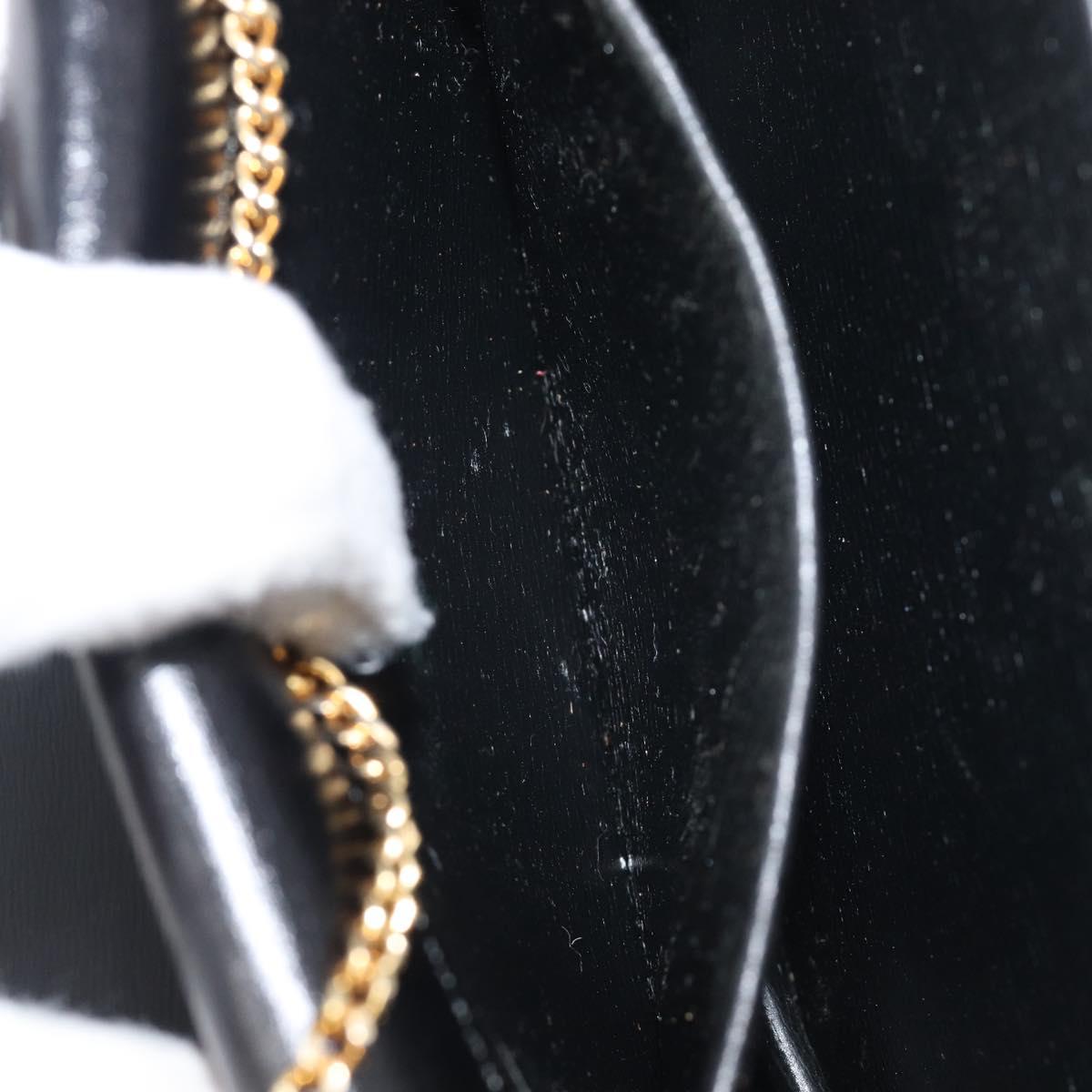 Christian Dior Chain Shoulder Bag Leather Black Gold Auth ep16115A