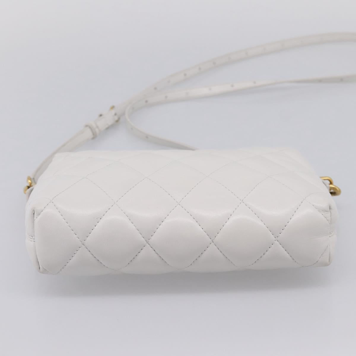 BALENCIAGA Camera Bag Shoulder Bag Leather White Gold 600325 Auth ep16124A