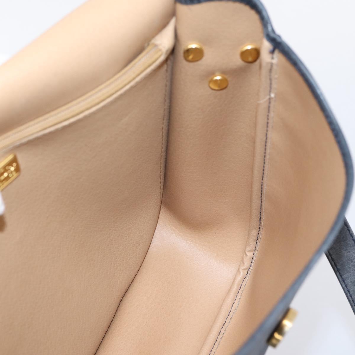 Christian Dior Trotter Canvas Shoulder Bag PVC Navy Gold Auth ep16126